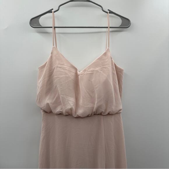Birdy Grey Gwennie Chiffon Maxi‎ Bridesmaid Dress in Pale Blush Pink Sz S NEW - Picture 3 of 11